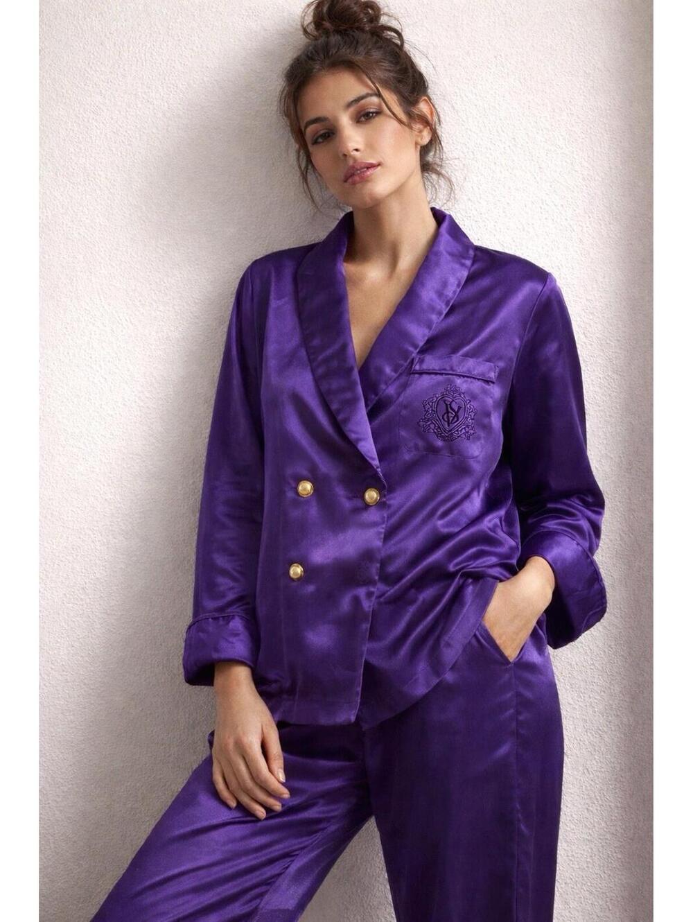 Victorias Secret Pajamas Lounge Set Small 90s Mom y2k Vintage Purple Luxury 2 Pc